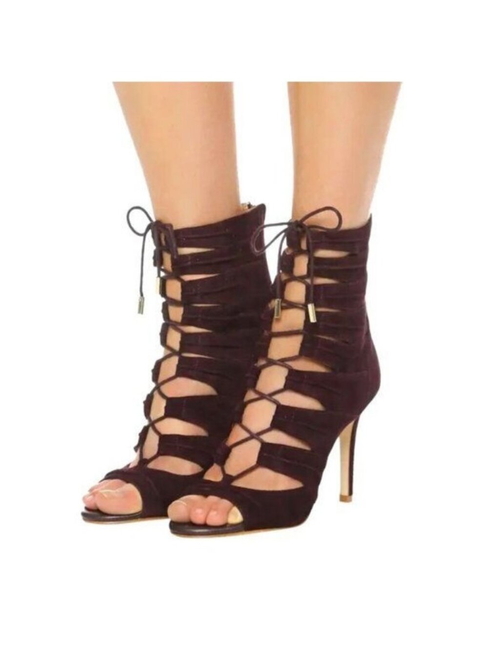 Joie Anja Open Toe Suede Lace Up Gladiator Bootie Sandals Shoes Sz EU 38 Brown - Picture 3 of 13